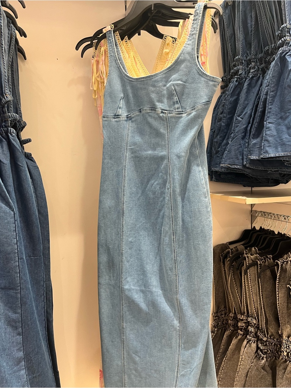 Light Blue Denim Tank Maxi Dress - Women Jeans